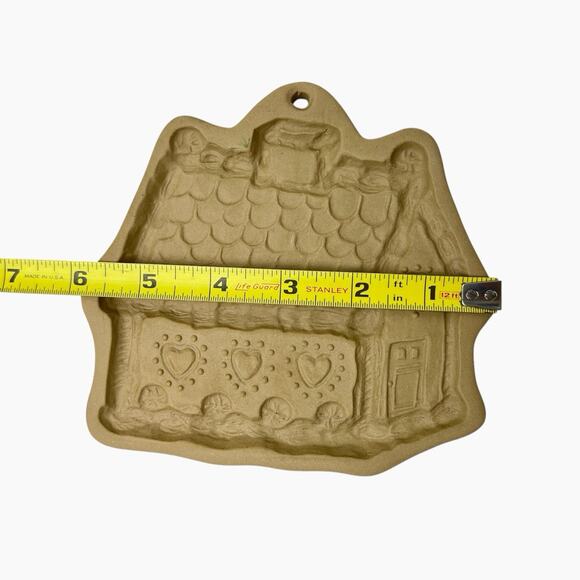 Brown Bag Cookie Art Mold Gingerbread House Durable Ceramic Heart Cottage Vtg - Picture 8 of 9